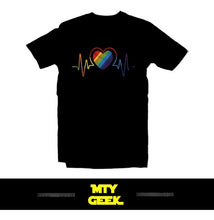 Load image into Gallery viewer, Playera Latido Gay Arcoiris Orgullo Lgbt Rainbow Heart Beat
